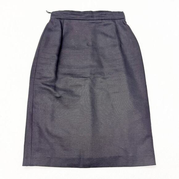 Louis Feraud Black Classic Cotton Textured Pencil Skirt Size 6 Made in Germany - Picture 1 of 6